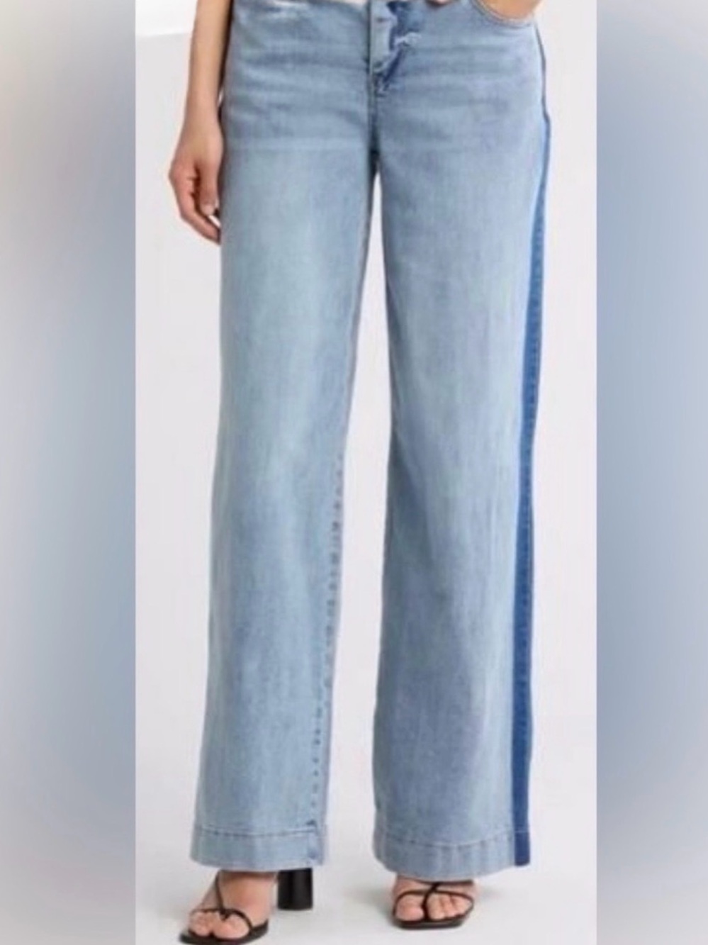 Democracy Light Blue Wide-Leg Jeans with Dark Blue Side Stripe